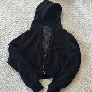 Brandy Melville cropped black zip up hoodie